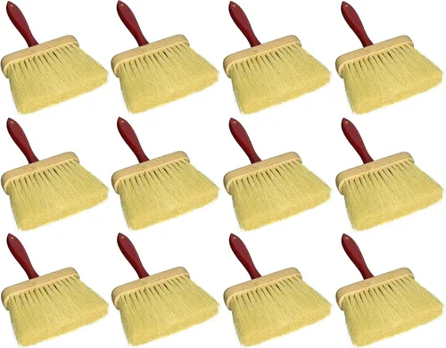 Kraft Tool Co. BL526 6-1/2 pulgadas x 2 pulgadas. Cepillo utilitario jumbo con cerdas de fibra Tampico y mango de madera roja, paquete de 12