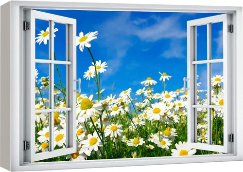 Miniatura 36 de wall26 - Cuadro en lienzo para pared, vista de ventana, río neón turquesa, rápido, bosque, lago, arroyo, naturaleza salvaje, fotografía, realismo