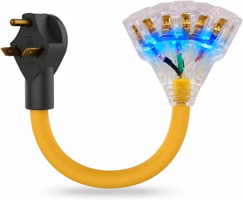 Adaptador de 30 amperios a 20 amperios 110 Distribución RV NEMA TT-30P macho a 3X 5-20R enchufe hembra 30amp divisor de enchufe a 15Amp 5-15/5-20