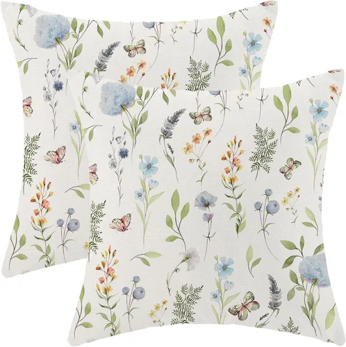 Miniatura 7 de AEIOAE Fundas de Almohada de Primavera 12x20 Pulgadas Juego de 2, Fundas de Almohadas Decorativas de Flores Silvestres y Plantas Verde Salvia