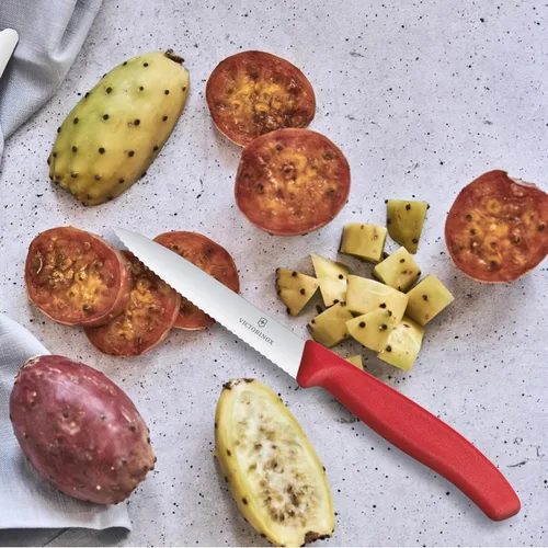 Miniatura 6 de Victorinox VIC-6.7731 Swiss Classic Paring Hoja de punta de lanza dentada de 4 pulgadas de ancho en el mango rojo