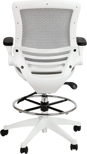 Miniatura 5 de Flash Furniture Waylon - Silla de oficina giratoria de respaldo medio con anillo de pie ajustable y altura del asiento, silla ergonómica de malla