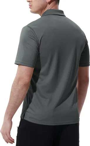 Miniatura 3 de TBMPOY Polo para hombre con bolsillo, manga corta, secado rápido, informal, para deportes al aire libre