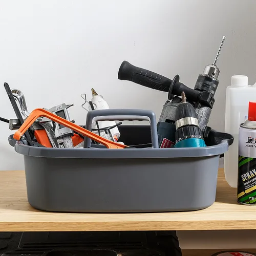 Miniatura 8 de Goderewild Organizador de limpieza de plástico multiusos con asa, organizador de ducha, cesta de almacenamiento, bolsas portátiles para suministros