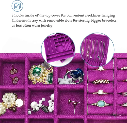Miniatura 6 de ProCase Joyero organizador para mujeres y niñas dos capas de almacenamiento de joyería para collares aretes pulseras anillos relojes opción