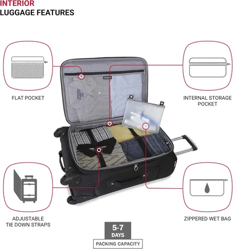 Miniatura 4 de SwissGear - Equipaje suave expandible Sion con ruedas Negro