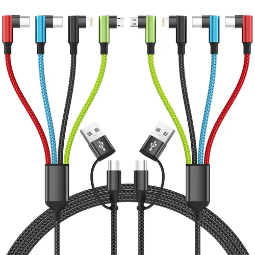 Miniatura 15 de Cable de carga múltiple (paquete de 2 de 4 pies), cable de carga múltiple de nailon trenzado para múltiples dispositivos, cable de carga 3 en 1