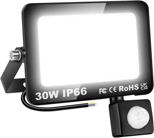 Miniatura 15 de Willpower Reflector LED con sensor de movimiento, luces de seguridad para exteriores de 10 W, 1000 lúmenes, lámpara exterior de 4000 K, luz blanca