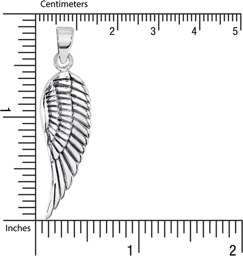 Miniatura 3 de WithLoveSilver - Colgante de ala de ángel de plata de ley 925 (2 lados), Plata esterlina