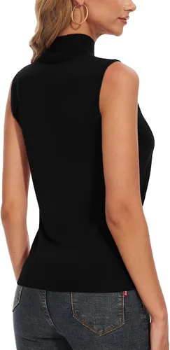 Miniatura 5 de Spicy Sandia Suéter de punto sin mangas con cuello alto para mujer, chaleco ligero de moda, elegante, casual