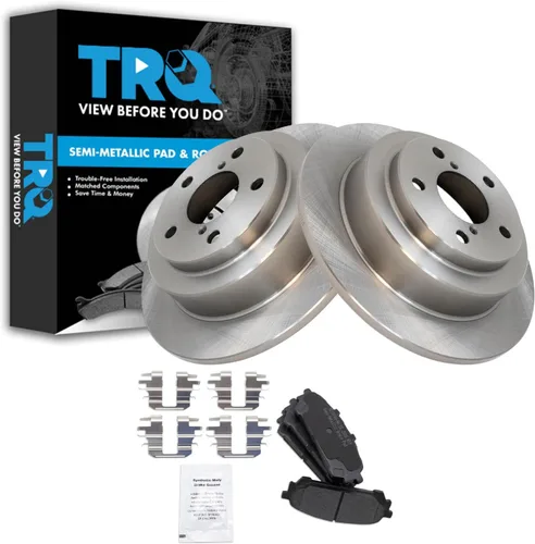 Miniatura 120 de TRQ Juego de pastillas de freno semimetálicas traseras y rotores compatibles con Chevrolet Trailblazer 02-06 Trailblazer EXT 04-06 SSR 02-07 GMC
