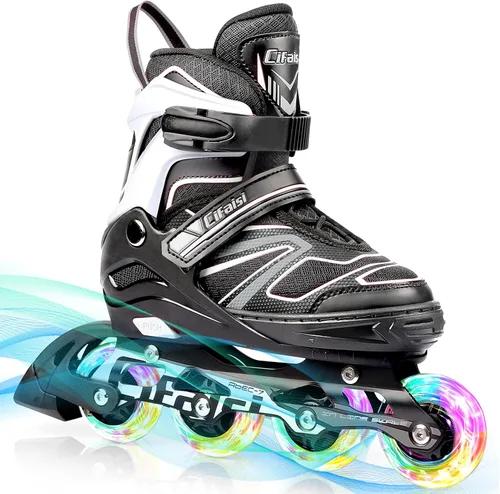 Patines en línea para niños y adultos, cuchillas ajustables para adultos, mujeres, hombres, niñas y niños con ruedas iluminadas, perfectos para