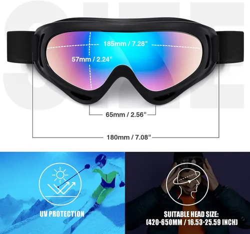 Miniatura 4 de MAMBAOUT Paquete de 2 gafas de esquí de nieve, gafas de snowboard para hombres, mujeres, jóvenes, niños, niños o niñas