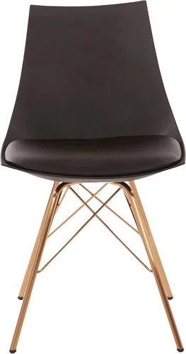 Miniatura 4 de OSP Home Furnishings Oakley Mid-Century - Silla de comedor moderna con asiento acolchado de piel sintética, color negro