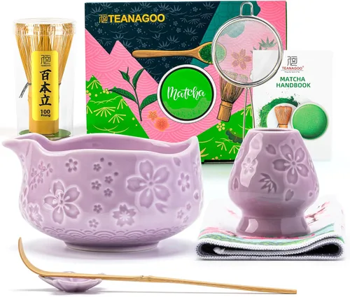 Miniatura 13 de TEANAGOO Juego de 9 Piezas Batidor de Matcha, Juego de Matcha de Cerámica, Kit de Matcha para Ceremonia, Juego de Té Matcha para Hacer Negro carbón 2