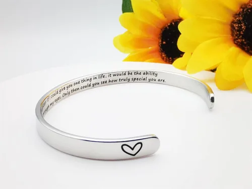 Miniatura 91 de Pulseras inspiradoras para mujer, joyería de acero inoxidable, con refranes, pulsera motivacional con mensaje oculto, pulseras grabadas para mejor