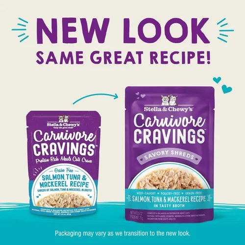 Miniatura 2 de Stella & Chewy's Carnivore Cravings - Alimento húmedo para gatos, bolsas de primera calidad, sin granos, salmón, atún y caballa con alto contenido