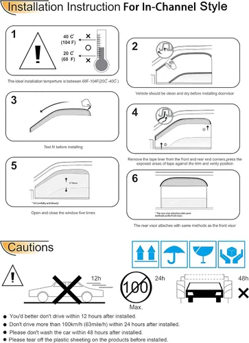 Miniatura 6 de 94751 - Deflector de ventilación de viento original para Toyota 4Runner 1996-2002, 4 piezas de montaje exterior con cinta adhesiva en humo oscuro