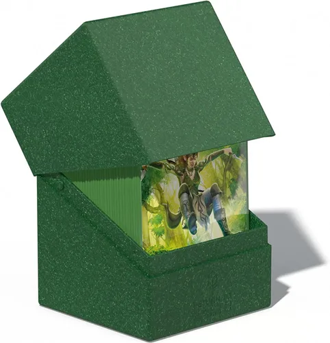Miniatura 2 de Ultimate Guard RTE Boulder 100+, estuche para 100 tarjetas TCG de doble funda, verde, 97% renovable, fabricado en Alemania, almacenamiento seguro