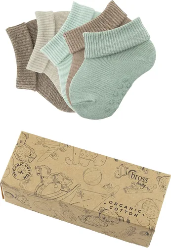 BROSS Calcetines de bebé unisex y calcetines de algodón orgánico para bebés y calcetines para bebés y niños de 5 pares de calcetines y recién
