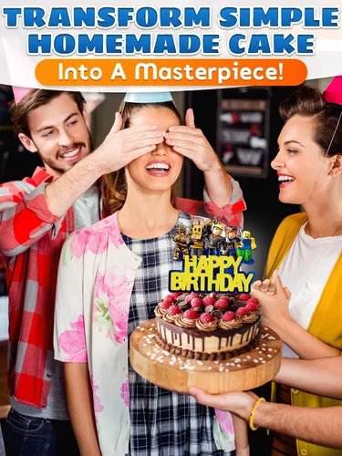 Miniatura 8 de Decoración para Tarta de Videojuego - Decoración de Tarta de Juego de Cartón Brillante para Jugadores, Diseño Llamativo, Instalación Firme y Fácil