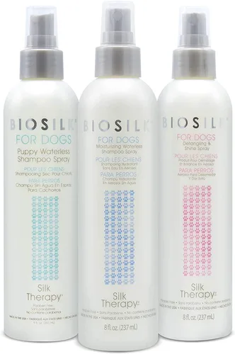 Miniatura 8 de BioSilk Spray de champú sin agua de humedad profunda para perros, sin enjuague entre el baño, sin sulfatos ni parabenos, pH equilibrado, fabricado