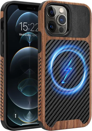 Miniatura 26 de Funda magnética ZZDZZ compatible con iPhone 14 Plus [Compatible con Magsafe] Diseño de cuero premium TPU híbrido a prueba de golpes (Negro)