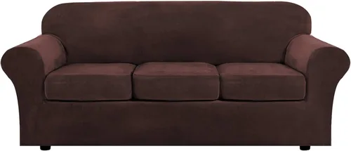 Miniatura 16 de cjc Fundas elásticas para sofá de terciopelo de fácil ajuste con funda de cojín (gris, sillon)
