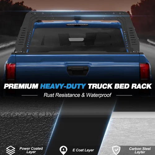 Miniatura 7 de Estante para cama de camioneta de tamaño completo, estante de carga de acero de 22.5 pulgadas con ancho ajustable, carga dinámica de 500LB, se