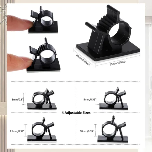 Miniatura 2 de Eboot 50 clips adhesivos para cables, clips de cable fuertes, correas de cable, abrazaderas de gestión de cables para la pared, debajo