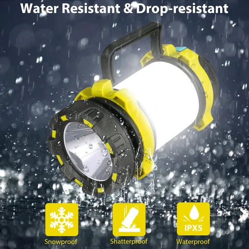 Miniatura 2 de Paquete de 2 linternas de campamento, luz LED para acampar al aire libre, linternas recargables con 1000 lm, 6 modos, banco de energía de 4000 mAh