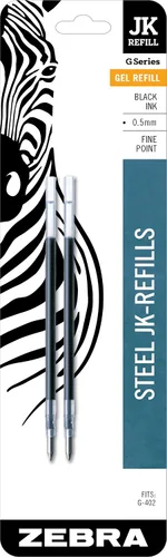 Miniatura 10 de Zebra Pen STEEL G-402 - Bolígrafo de gel retráctil, punta fina de 0.020 in, tinta negra suave, tinta de secado rápido para evitar manchas ni