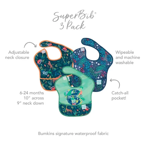 Miniatura 7 de Bumkins Baberos para niña o niño, SuperBib para bebés y niños pequeños de 6 a 24 meses, imprescindibles para comer, alimentar, suministros de C4 All