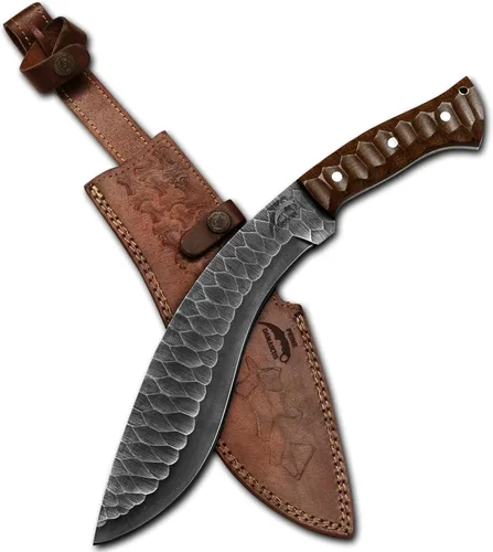Kukri Machete Cuchillo con funda de espiga completa, hoja fija herramienta genial para acampar al aire libre, el mejor regalo hecho a mano para