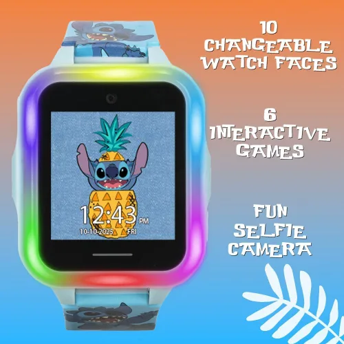 Miniatura 5 de Disney Stitch - Reloj inteligente interactivo para niños con pantalla táctil, cámara, juegos, podómetro, grabadora de voz y alarma para niños