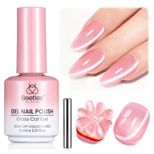 Miniatura 31 de Beetles - Esmalte de uñas de gel ultravioleta semipermanente sin HEMA de alto brillo para manicura francesa y arte de uñas, frasco a juego, blanco