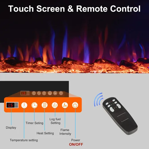 Miniatura 4 de Insertos de chimenea eléctrica inteligente de 36 pulgadas, calentador eléctrico empotrado y montaje en pared y chimenea lineal con aplicación