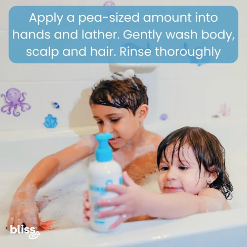 Miniatura 5 de Bliss Champú para bebés y gel de baño, 2 en 1 de primera calidad para bebés, niños pequeños y niños, sin perfume e hipoalergénico - Jabón suave