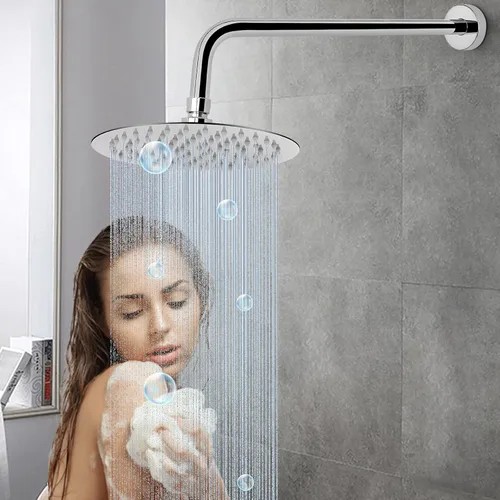 Miniatura 6 de Brazo de ducha HarJue con brida y cinta de teflón, brazo de extensión de tubo de ducha montado en la pared de acero inoxidable 304 para cabezal