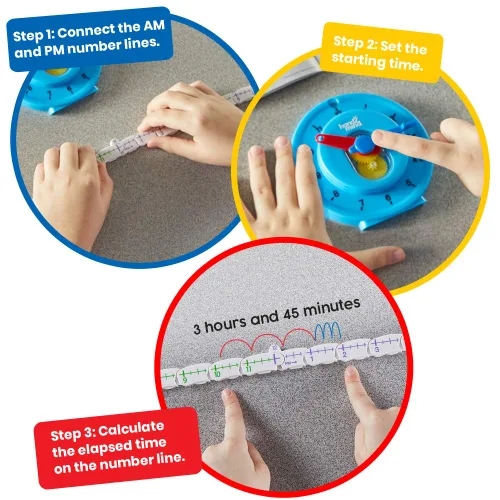 Miniatura 2 de hand2mind - Reloj numérico avanzado para aprender a decir la hora, reloj analógico para el aprendizaje de los niños, línea numérica para niños