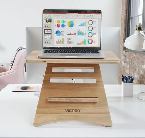 Miniatura 6 de Victor DC150A - Soporte ajustable para portátil de madera de acacia de alta altura, portátil, montaje rápido, perfecto para dormitorios, oficinas
