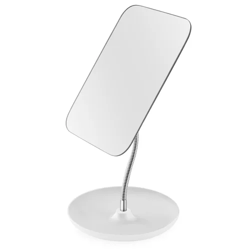 LFOYOU Espejo de tocador de mesa con soporte, espejo de maquillaje para escritorio, cuello de cisne flexible ajustable, rotación de 360°, plegable,