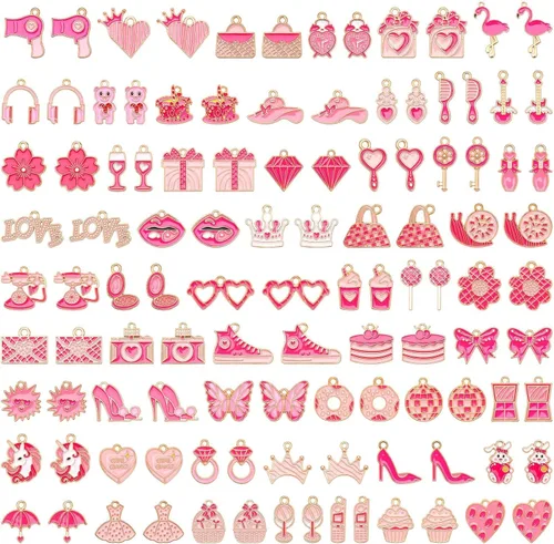 Miniatura 15 de SANNIX 110 dijes de Pascua, dijes de Pascua para hacer joyas, surtido de huevo, pollo, conejo, conejo a granel, esmalte dorado, colgantes