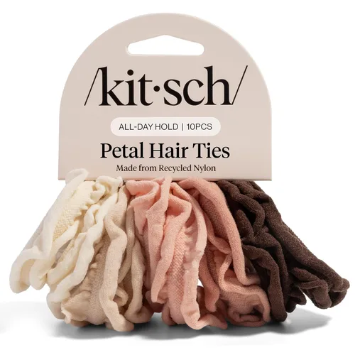 Miniatura 13 de Kitsch Lazos de nailon para el cabello sin daños, bandas elásticas para el cabello para una sujeción fuerte durante todo el día, soportes para cola