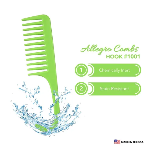 Miniatura 7 de Allegro Combs Peine de ducha con gancho para cabello rizado, para desenredar en húmedo o seco, 1 unidad, color verde