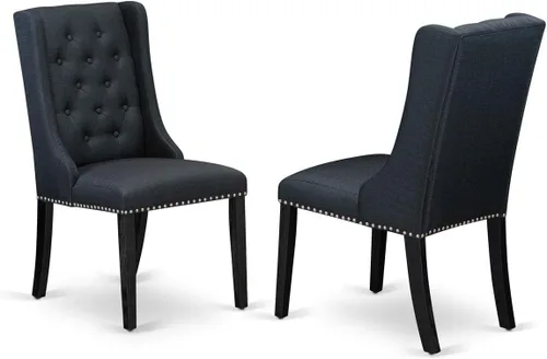 Miniatura 9 de East West Furniture FOP1T01 Forney Parson - Juego de 2 sillas de comedor con botones copetudos y ribete de cabeza de clavo, color crema, juego de 2