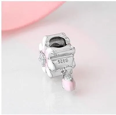 Miniatura 3 de FAEFASH - Abalorio de plata de ley 925 con diseño de orquídea cuentas de loto para el día de San Valentín flores y collares