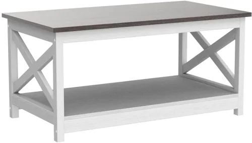 Miniatura 4 de Mesa de café Rainbow Sophia, mesa de café moderna de estilo casa de campo con almacenamiento de 2 niveles, 40 pulgadas, roble Sargent
