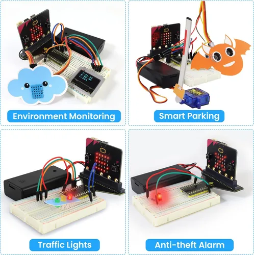 Miniatura 7 de KEYESTUDIO Micro:bit Kit básico de inicio para adolescentes y principiantes - Kit de aprendizaje electrónico con sensores, LED y tutoriales