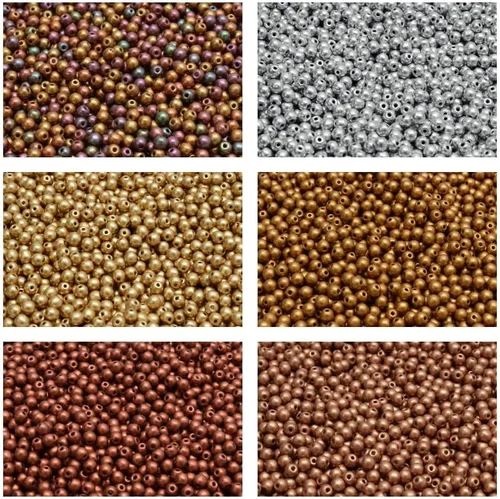 Cuentas de vidrio prensado checo, redondo, 0.118 in, juego único, total de 600 cuentas (1/2 masa) en 6 colores vibrantes. Juego de joyería.